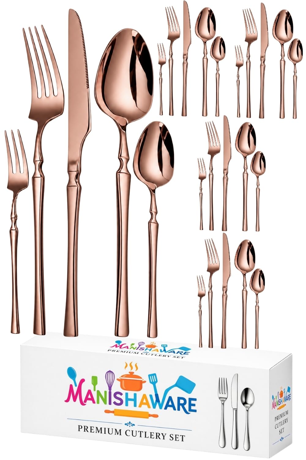 Elegant Handle Black 30 Pcs Steel Cutlery Set for Dining Table — Amazon image 15