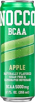 NOCCO Zero Sugar BCAA Drink, Apple - 12 Fl Oz (Pack of 12) - 0mg Caffeine, Sugar Free with Branched Chain Amino Acids, Carbonated & Low Calorie, B Vitamins, Grab & Go Performance Beverage