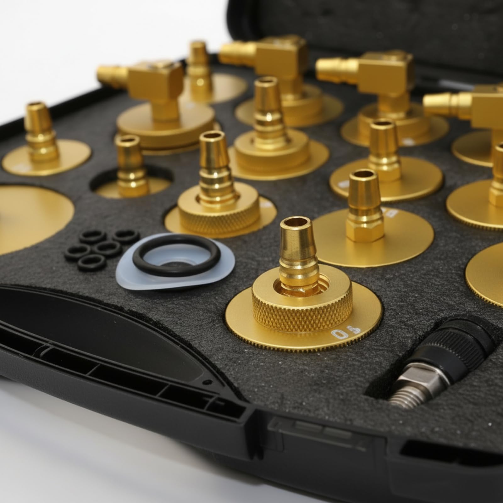 harayaa Kit Adaptateur Purge Frein Adaptateur Purgeur Connecteur Rapide Raccord Fileté Étanchéité avec Joint Gris et O-rings pour Extraction Propre Set