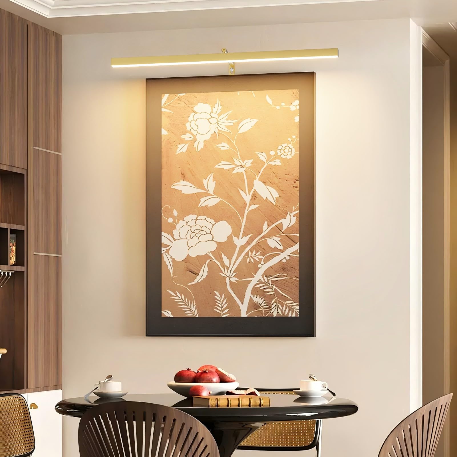 24" Plug in Picture Light for Paintings with Remote Control, 9W LED Art Display Lighting for Gallery, Dartboard, Artwork, Gold Finish Wall Mounted Picture Frame Light (1 item per bid)