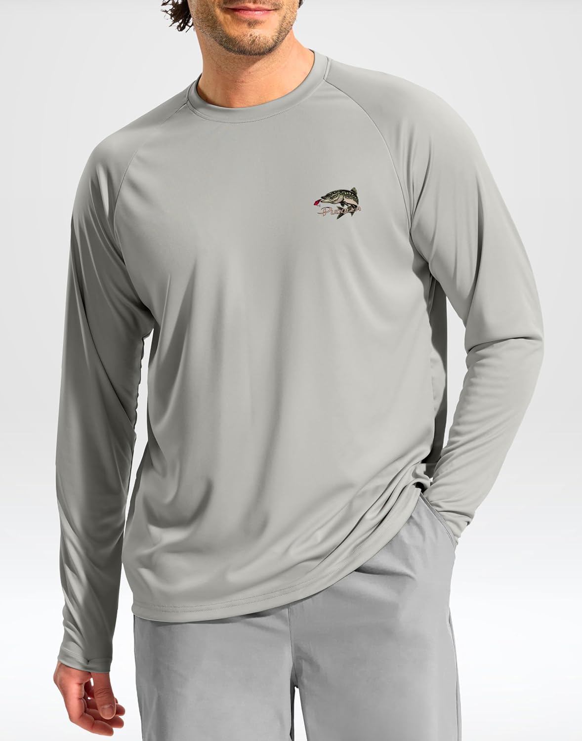 Pudolla Men's Sun Protection Long Sleeve Shirts UPF 50+ Fishing Swim Shirts Lightweight Quick Dry Rash Guard Hiking Shirts