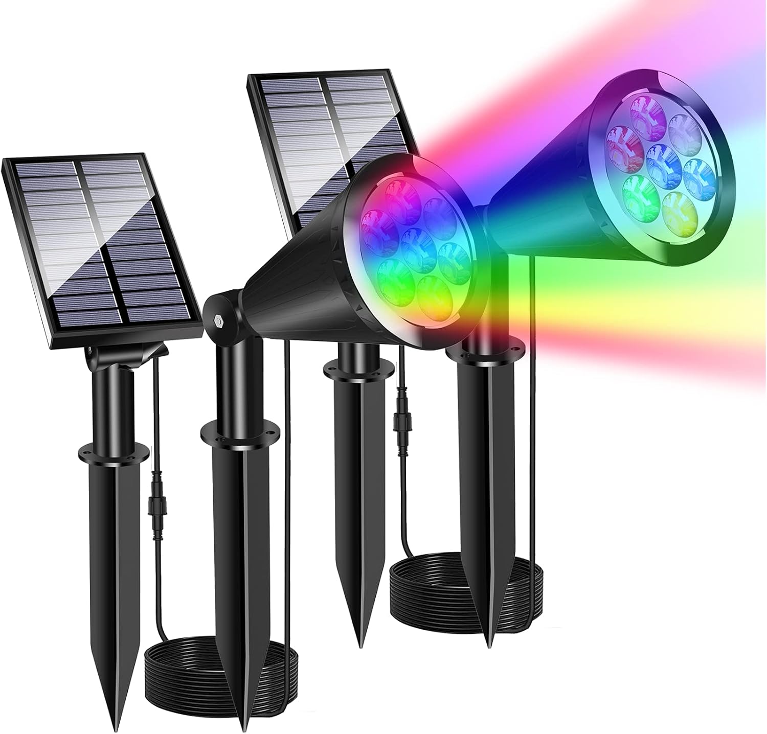 MEIHONG Solar Spotlights MultiColor, Outdoor Solar Spot Lights Color