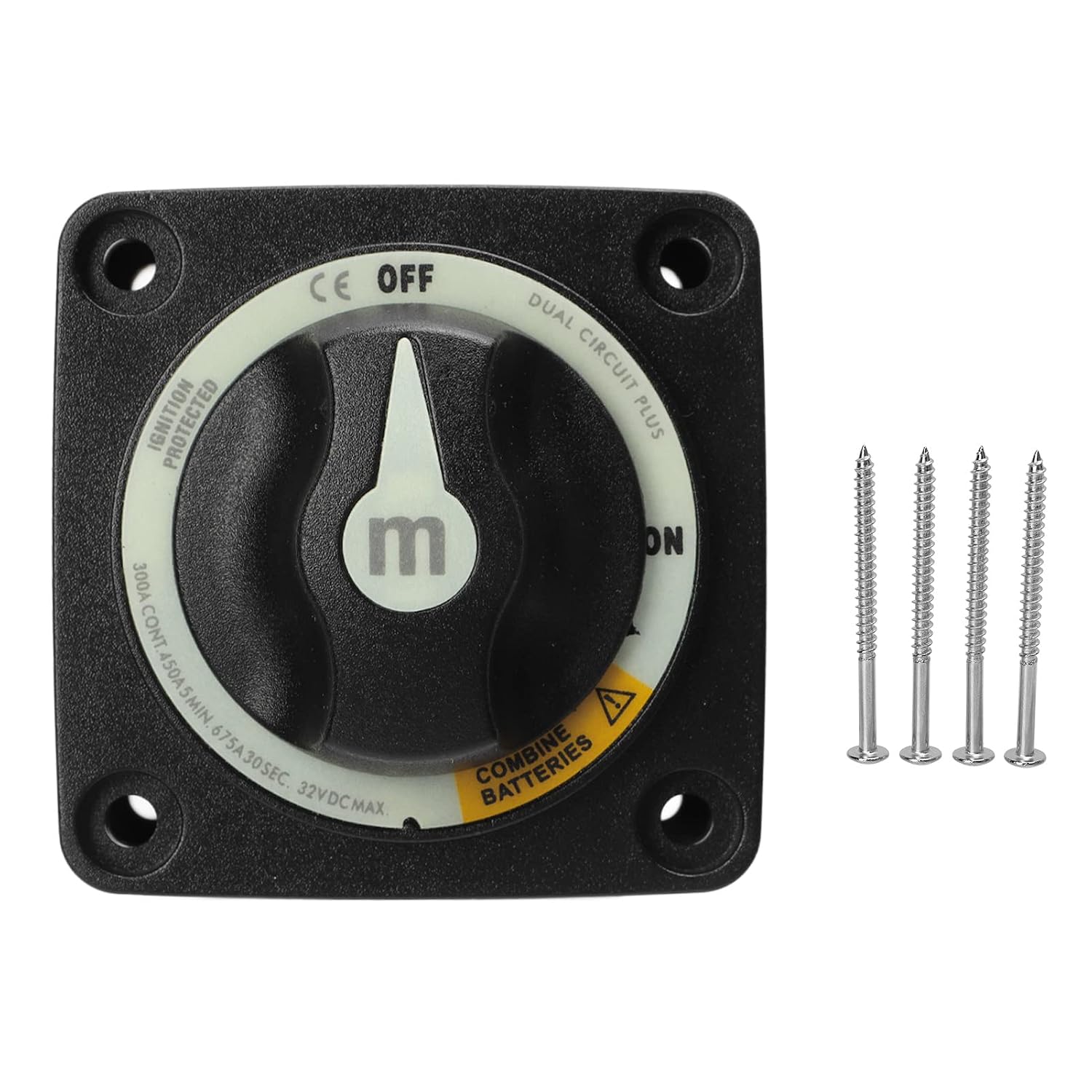 Battery Disconnect Switch, 300A 3 Position Dual Circuit Power Disconnect Cut Off Isolator, Heavy Duty Battery Selector Switches, with Knob, for Marine, Boats, Auto, RVs