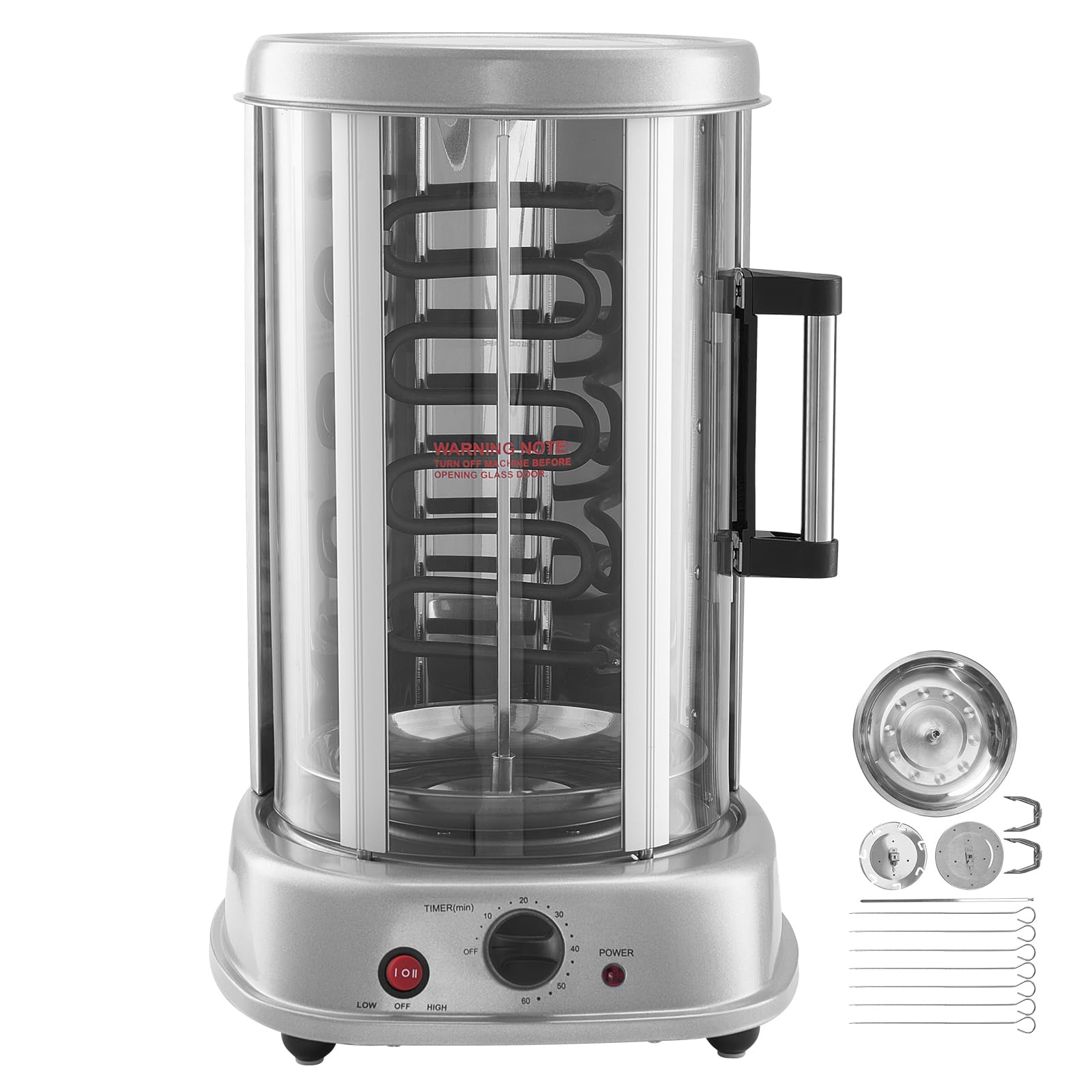 Happybuy 10” Shawarma Grill Machine, Vertical Chicken Cooker, Electric Stainless Steel Broiler Gyro Rotisserie, Doner Kebab Oven for Home, Restaurant, Kitchen, Parties