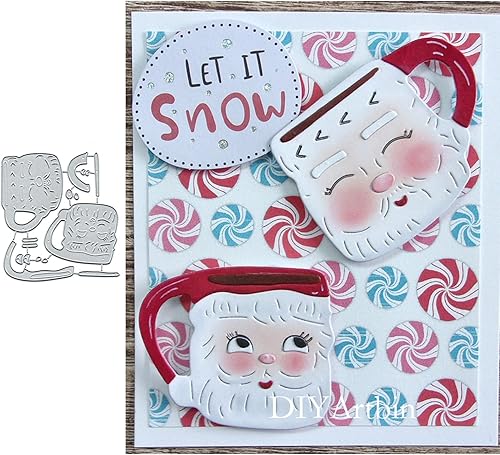 Miniatura 1 de Suds&WH Troqueles de metal de Papá Noel, plantillas de corte de taza de Snata de Navidad, plantillas cortadas para álbumes de recortes, álbum de