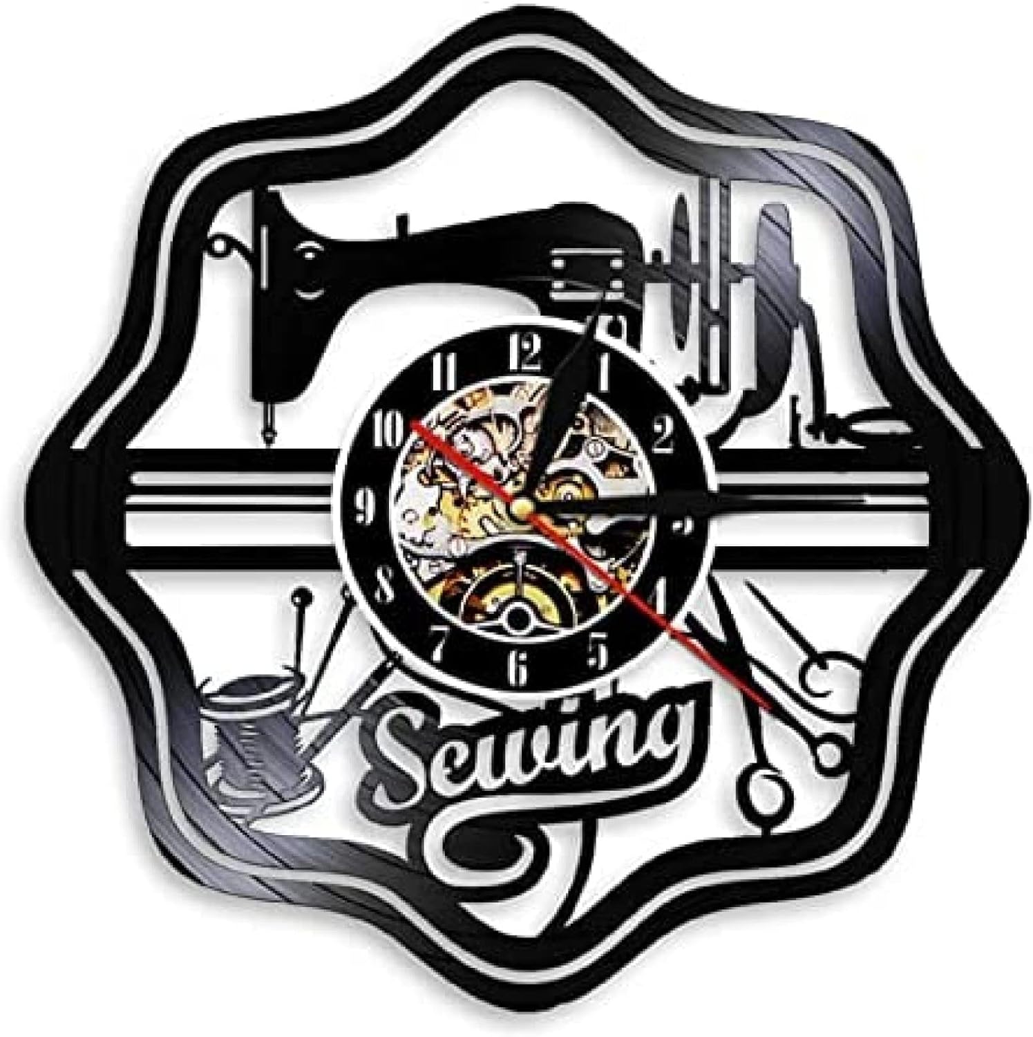 12" Vinyl Wall Clock Sewing Machine Vinyl Record Wall Clock