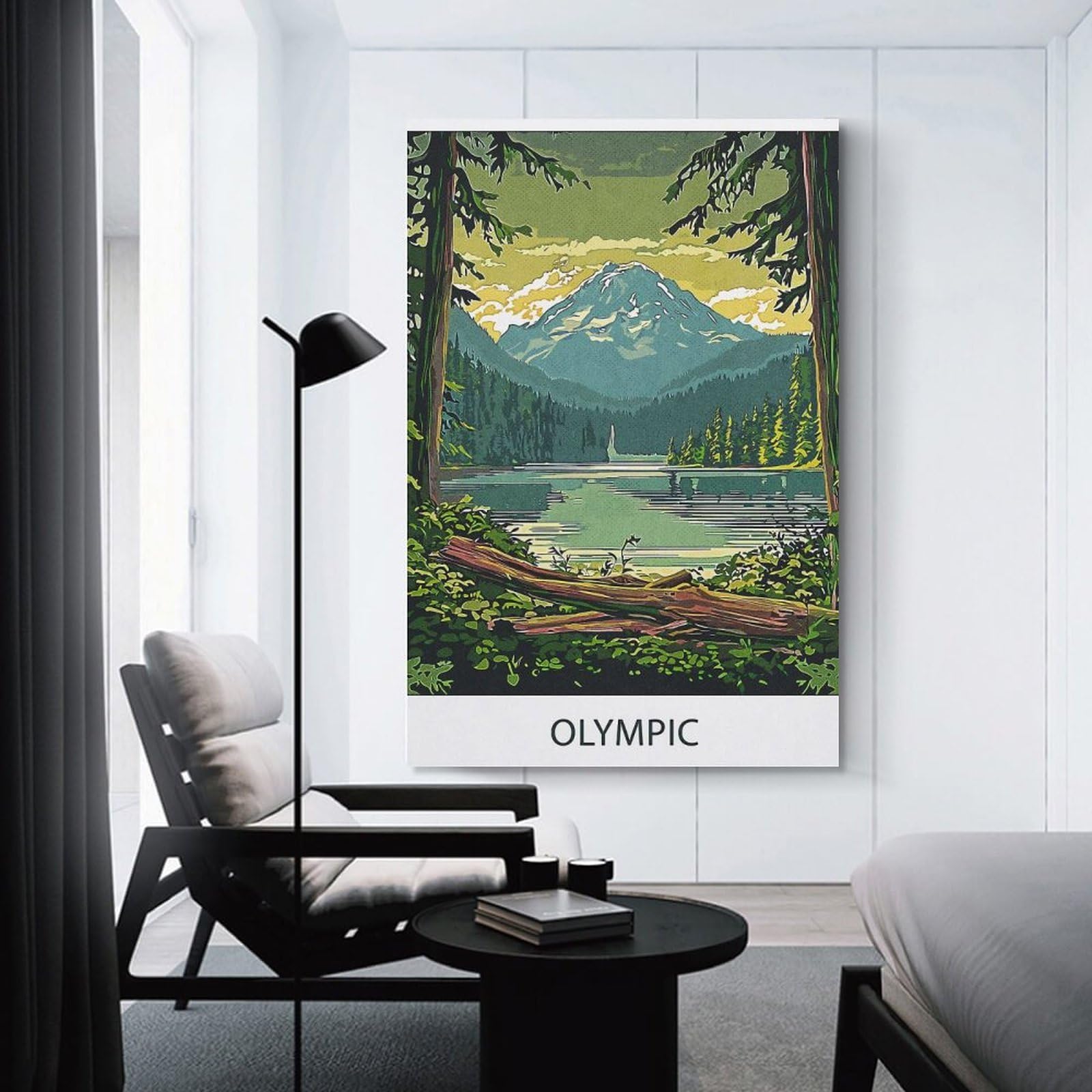 Junmoney Olympic Mountain View Canvas Art Print 20x30inch(50x75cm), for Front Hall, Corridor Or Welcome Spaces, Home Artwork for First Impressions