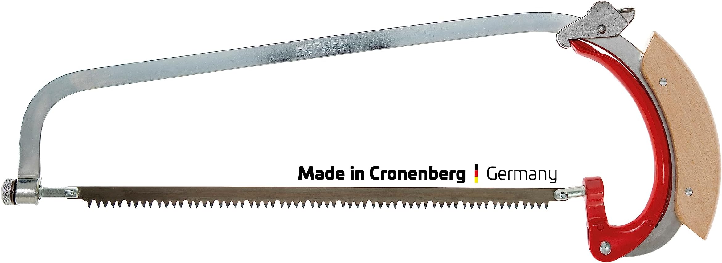 BERGER 69042 Beech Wood Handle and Continuously Rotatable Blade Hand Bow Saw, 49x18.5x2.5 cm, Black