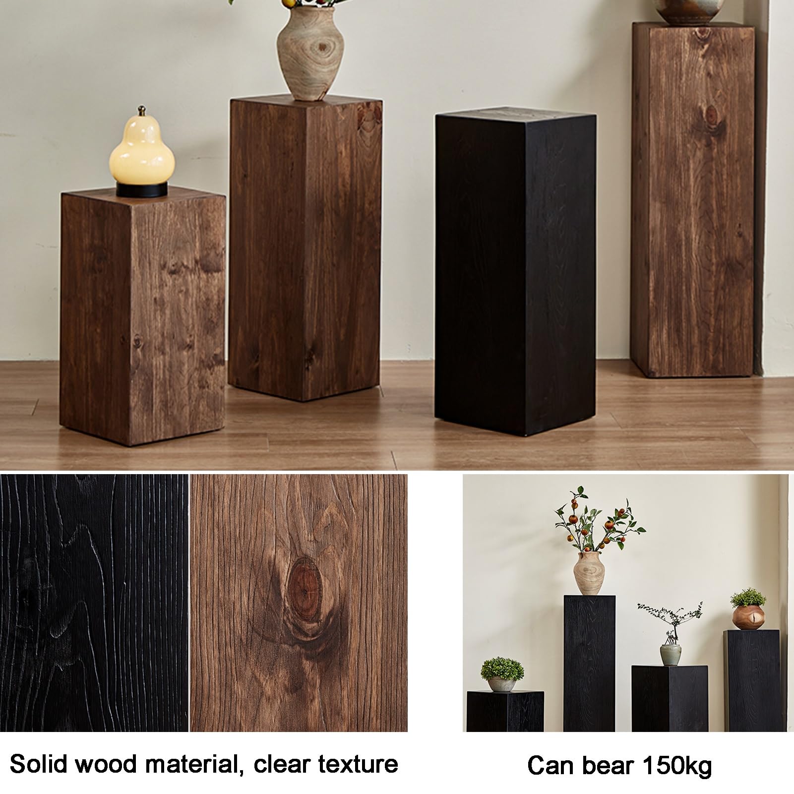 Pedestal Cubo Madera, Base Plataforma Exhibición Esculturas Cubo, Pilares Pedestal Cuadrados para Tiendas Ropa para Decoraciones Fiestas Exhibición(marrón,30X30X45cm)