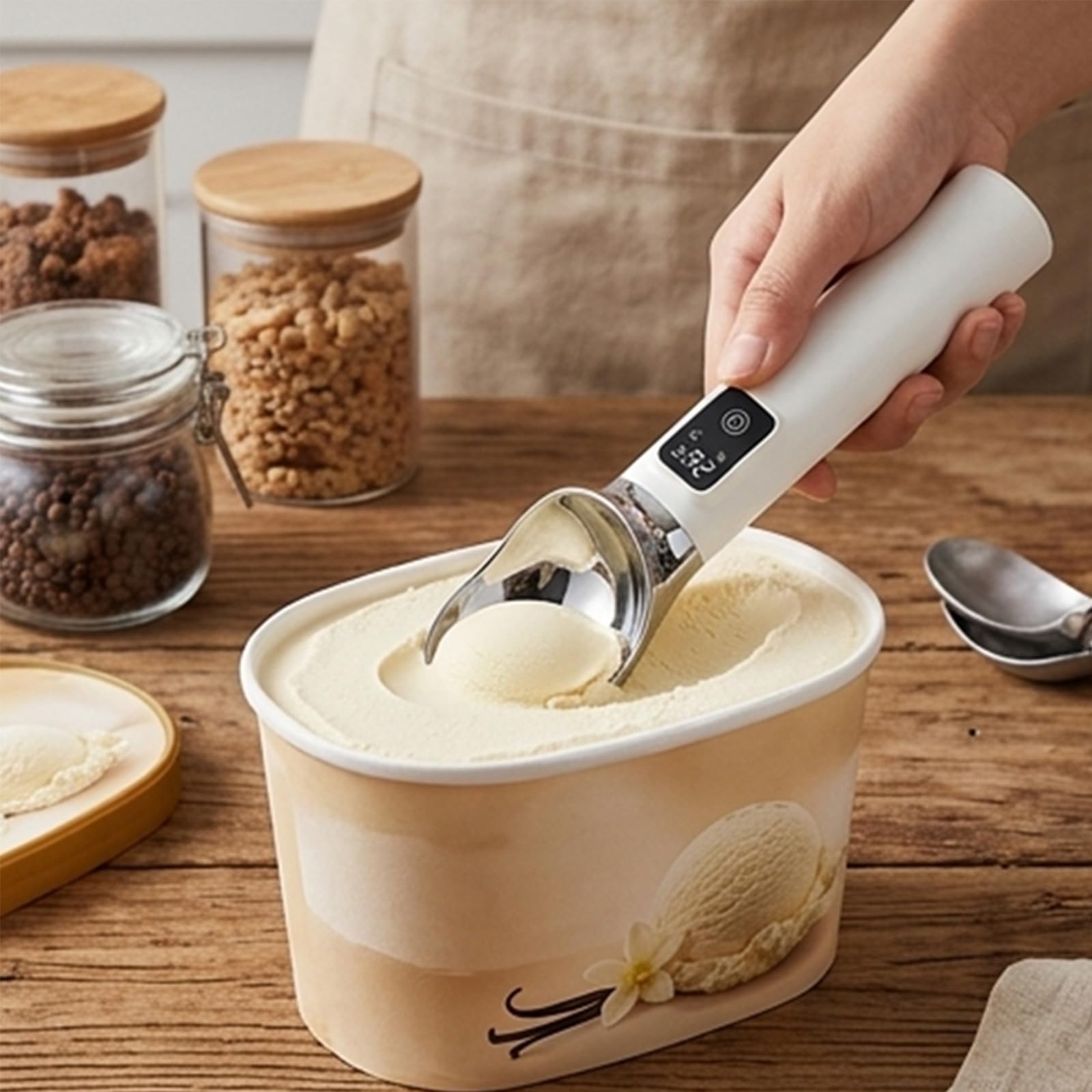 Cuillères à glace électriques de qualité supérieure avec corps étanche et fonction de chaleur rapide pour les amateurs de desserts