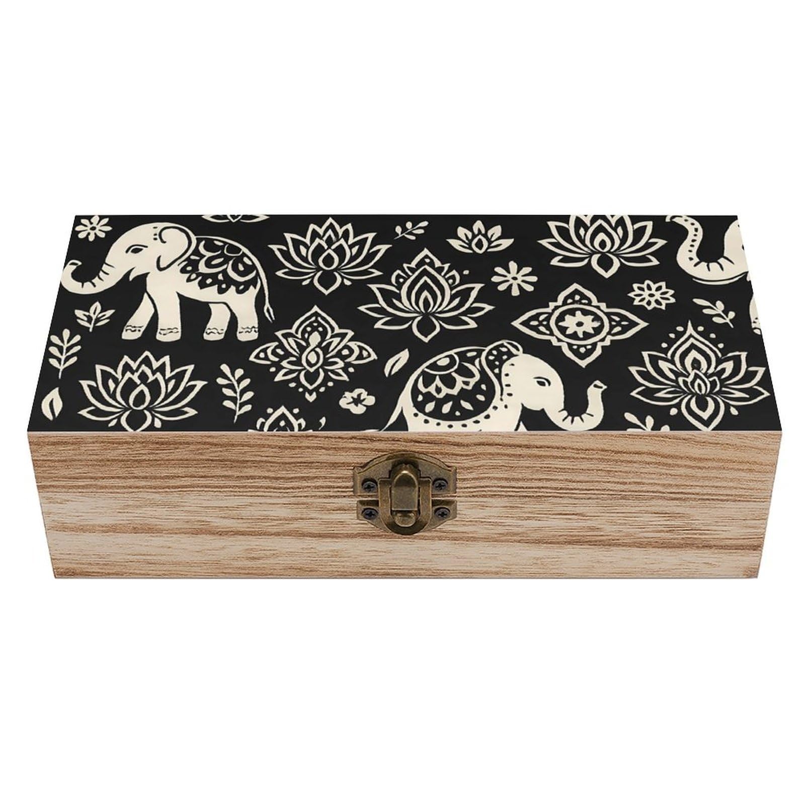 Oudrspo Ethnic Style Elephant Retro Wooden Storage Box Keepsake Jewelry Decorative Art Storages Box Gift Boxs