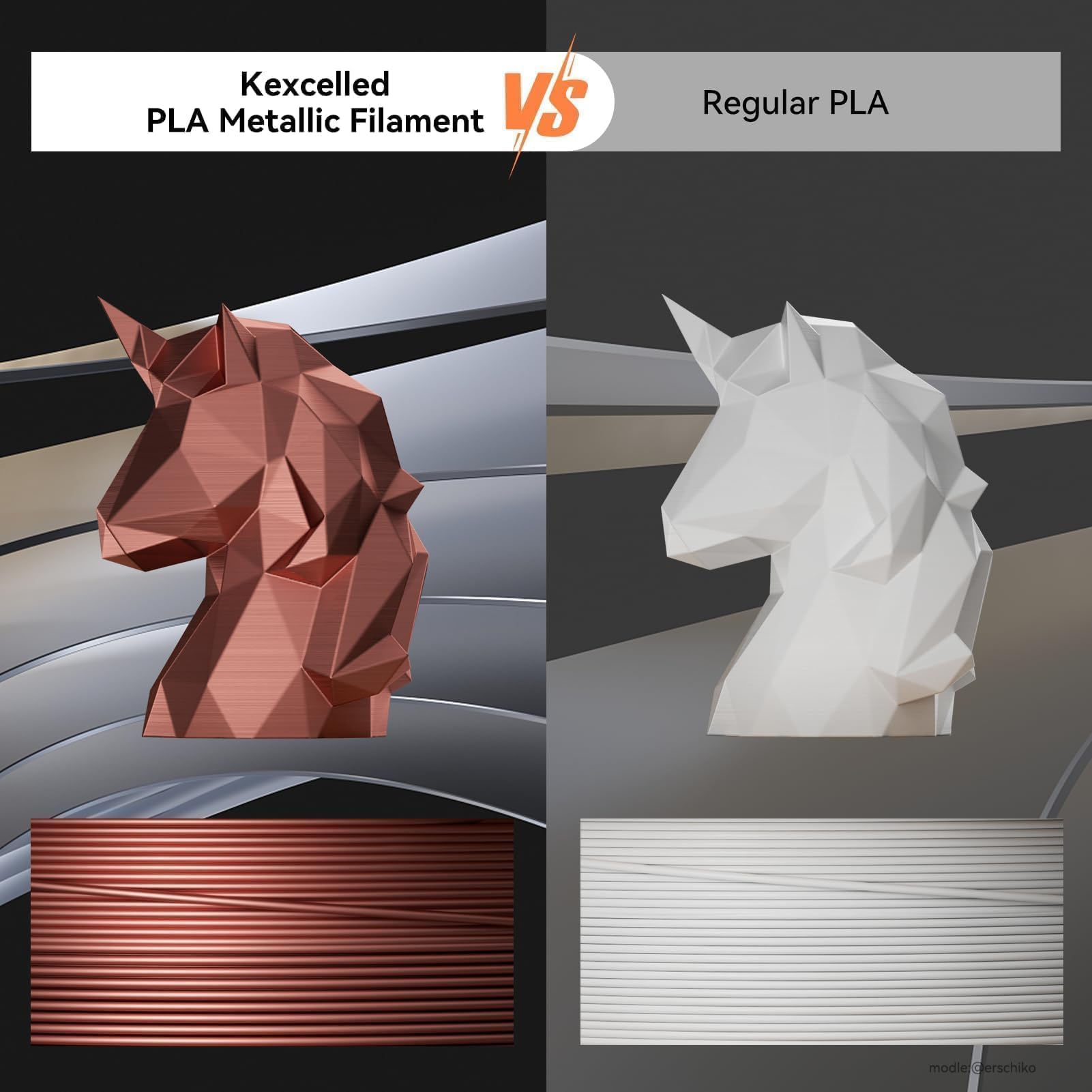 KEXCELLED Filamento PLA metálico de 1.75 mm, filamento de metal azul claro para impresora 3D, superficie brillante de metal sedoso, precisión dimensional +/- 0.03 mm, carrete de cartón de 1 kg para la