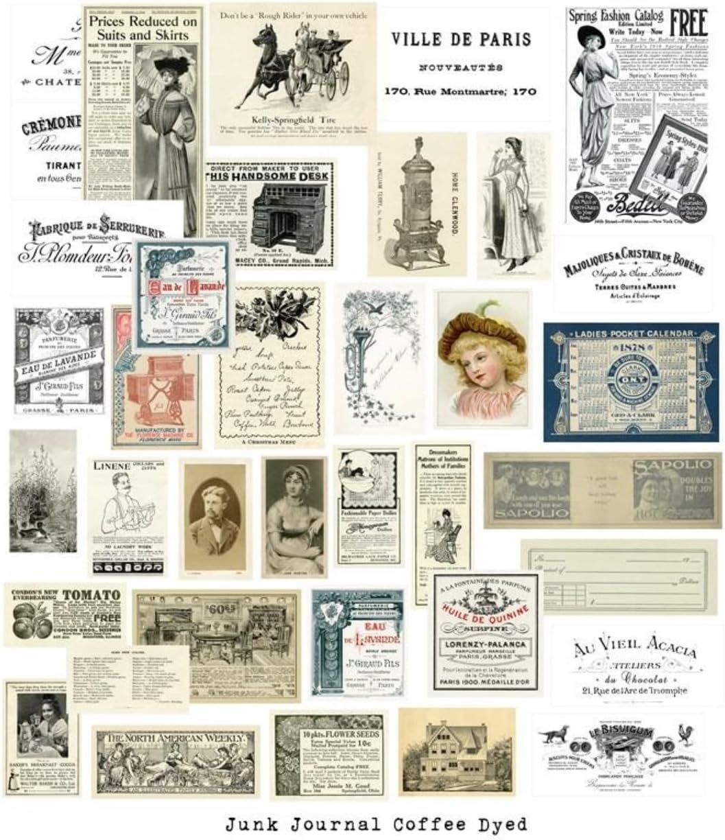 41Pcs/Set Junk Journal Vintage Paper Old Poster Pad Mixed Old Newspaper Page Junk Journal Supplies DIY Scrapbook&Craft Kit Accessories for Scrapbook image 4