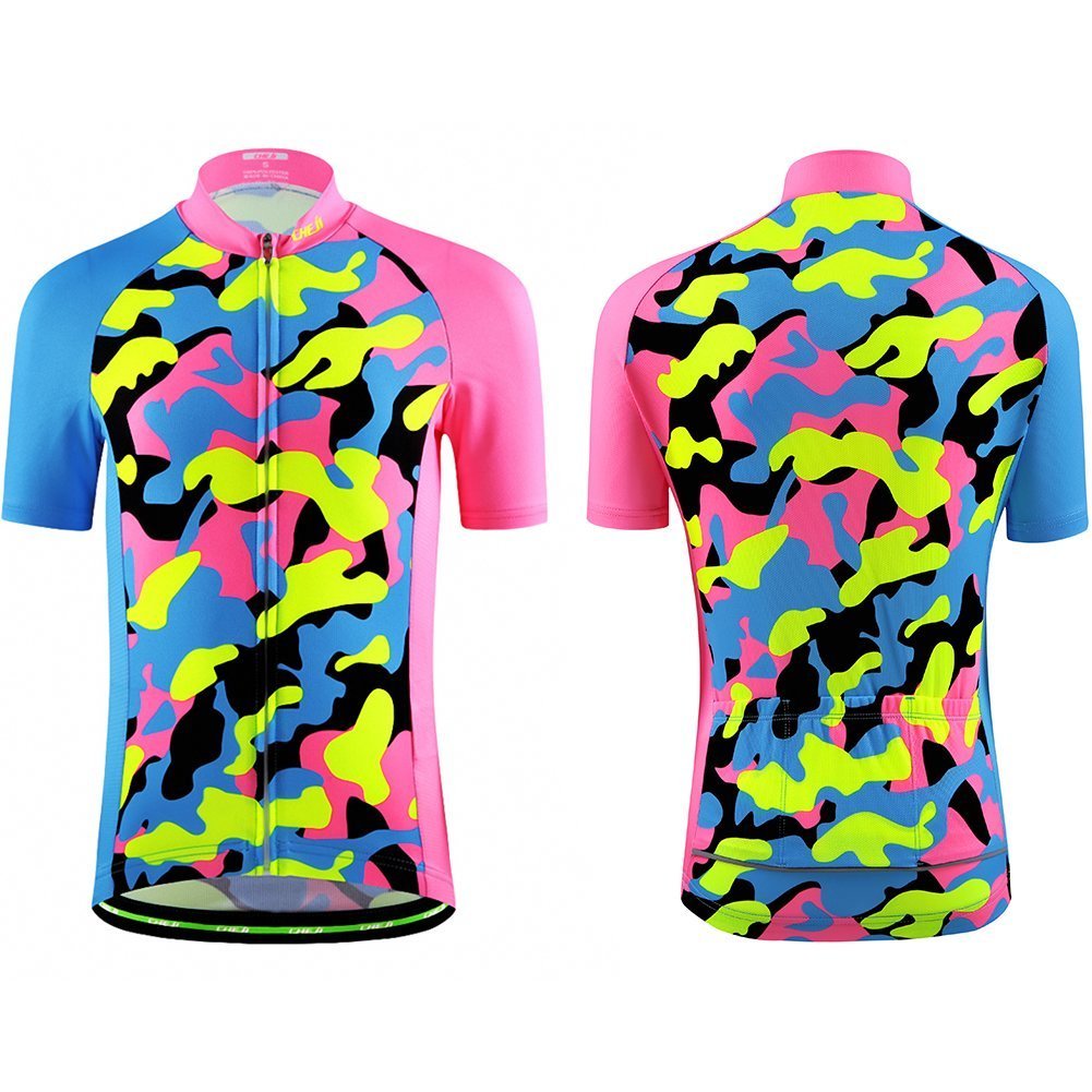 Set di Maglia Ciclismo per Bambino (Maglia Bici a Manica Corta + Pantaloncini con Imbottitura)
