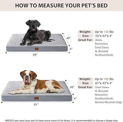 Miniatura 6 de WNPETHOME - Cama ortopédica para jaula de perros, impermeable, con funda extraíble y lavable, base antideslizante, colchoneta acolchada con