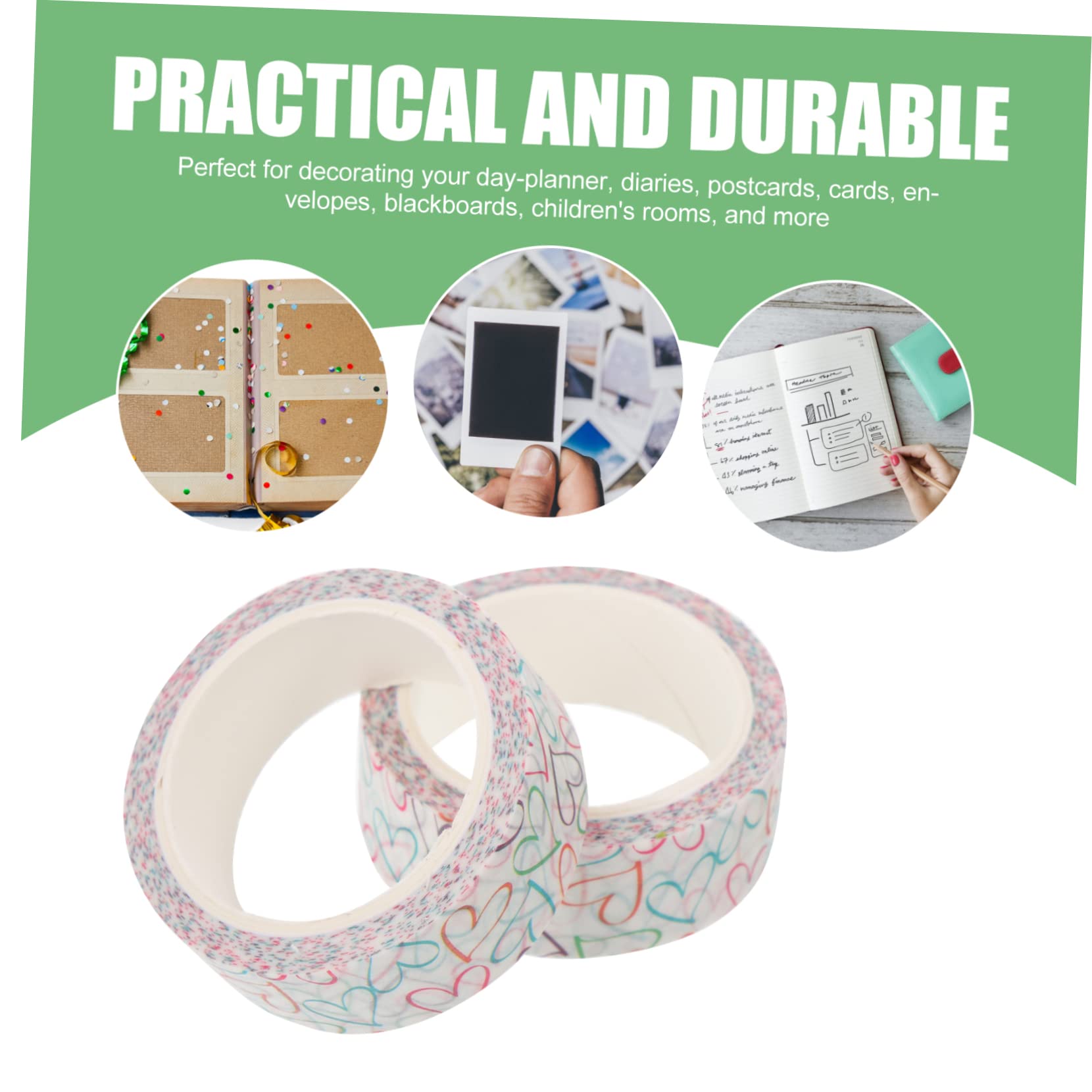 Housoutil 3 Sätze Bunte Herzmuster Klebeband Dekoratives Washi Tape Für Scrapbooking Diy Und Bastelprojekte Vielseitig Einsetzbar Und Einfach Zu Handhaben 10 Rollen * 3