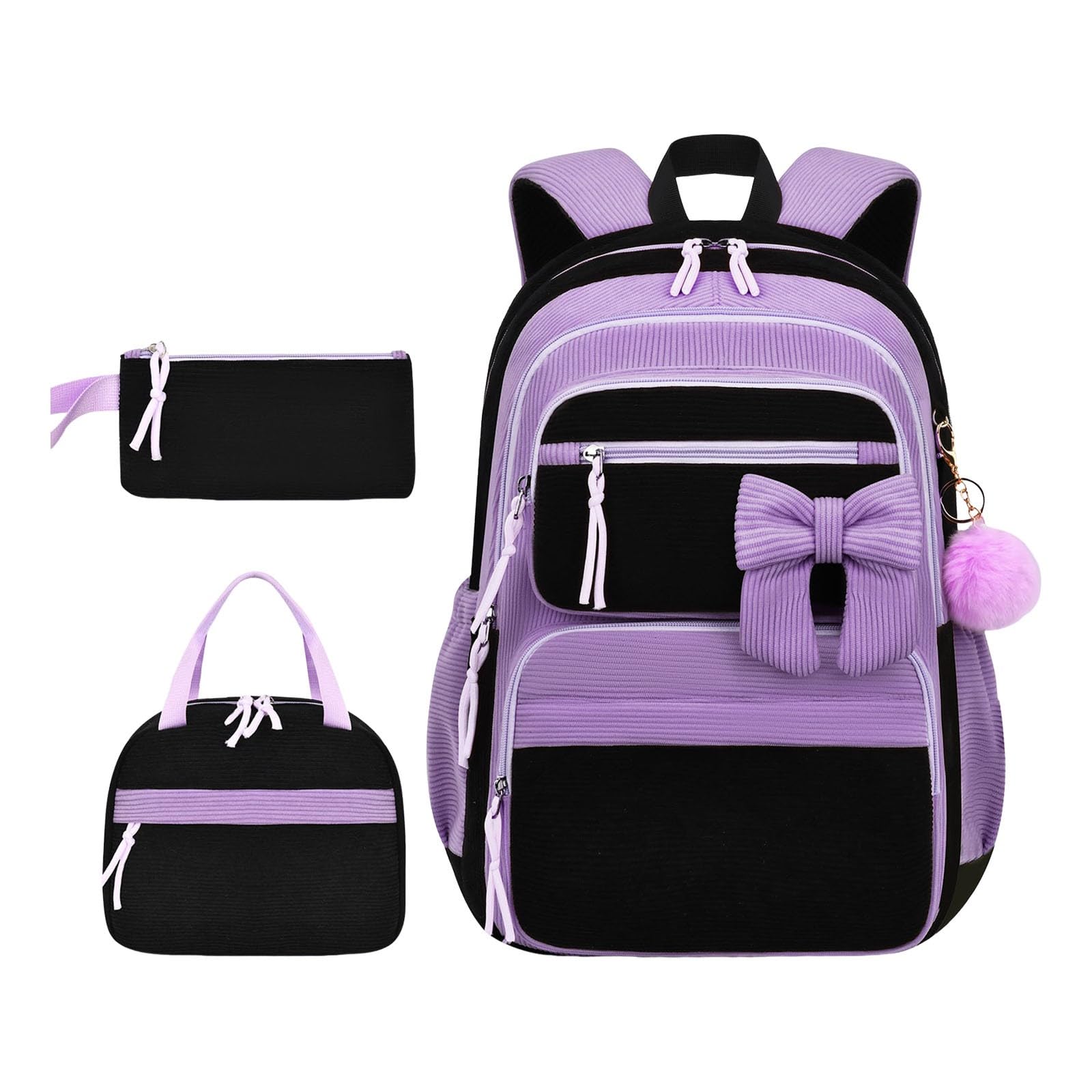 Kinder Schulrucksack Set 3 Teilig Rucksack Lunch Tasche | Leichter Begleiter mit mehreren Taschen, süßer Stil, perfekt für Kindergarten, Schule und Alltag