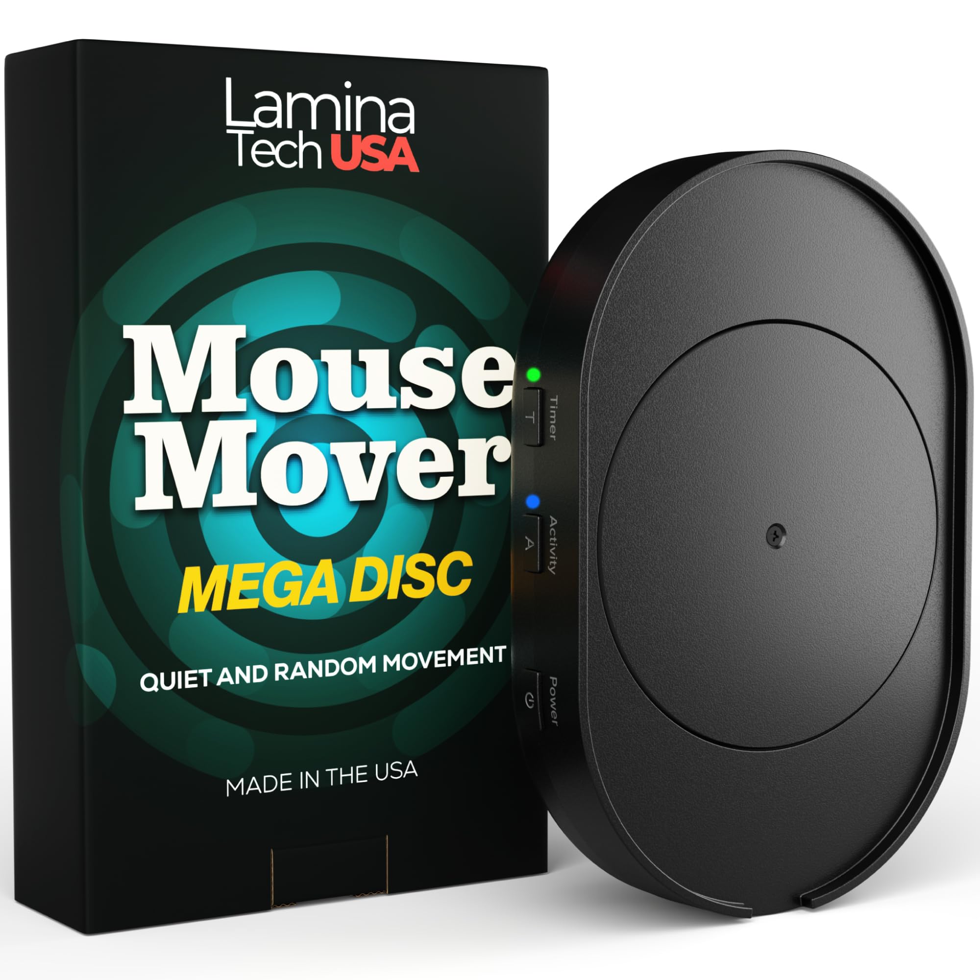 Undetectable Mouse Mover Jiggler, Adjustable Activity, Optional Shut-Off Timer, Random Movement Engine, No Software, Quiet & Undetectable Operation, USA Company (Single Disc)