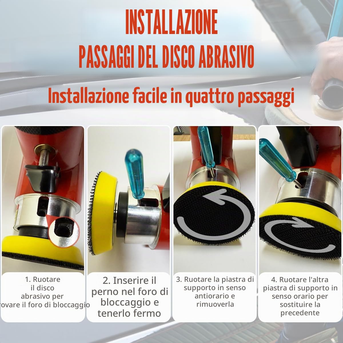 Mini Levigatrice Orbitale Pneumatica, 25/50/75mm, Piccola Levigatrice Pneumatica Lucidatrice Rotorbitale Set con Carta Vetrata, Spugne Lucidanti, Tampone Lucidante, per Lucidatura e Levigatura