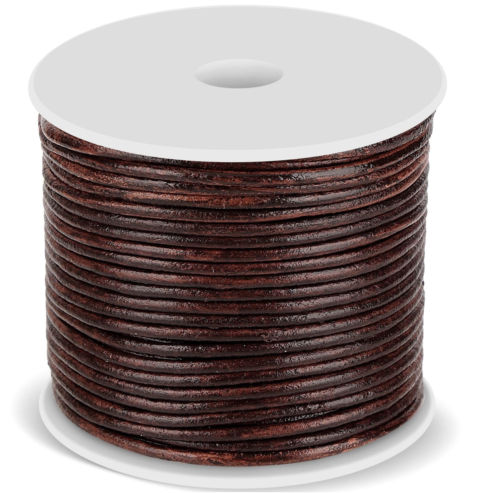 Anezus Leather Cord - Round, Brown Leather Lace for Bracelets, Necklaces & Crafts