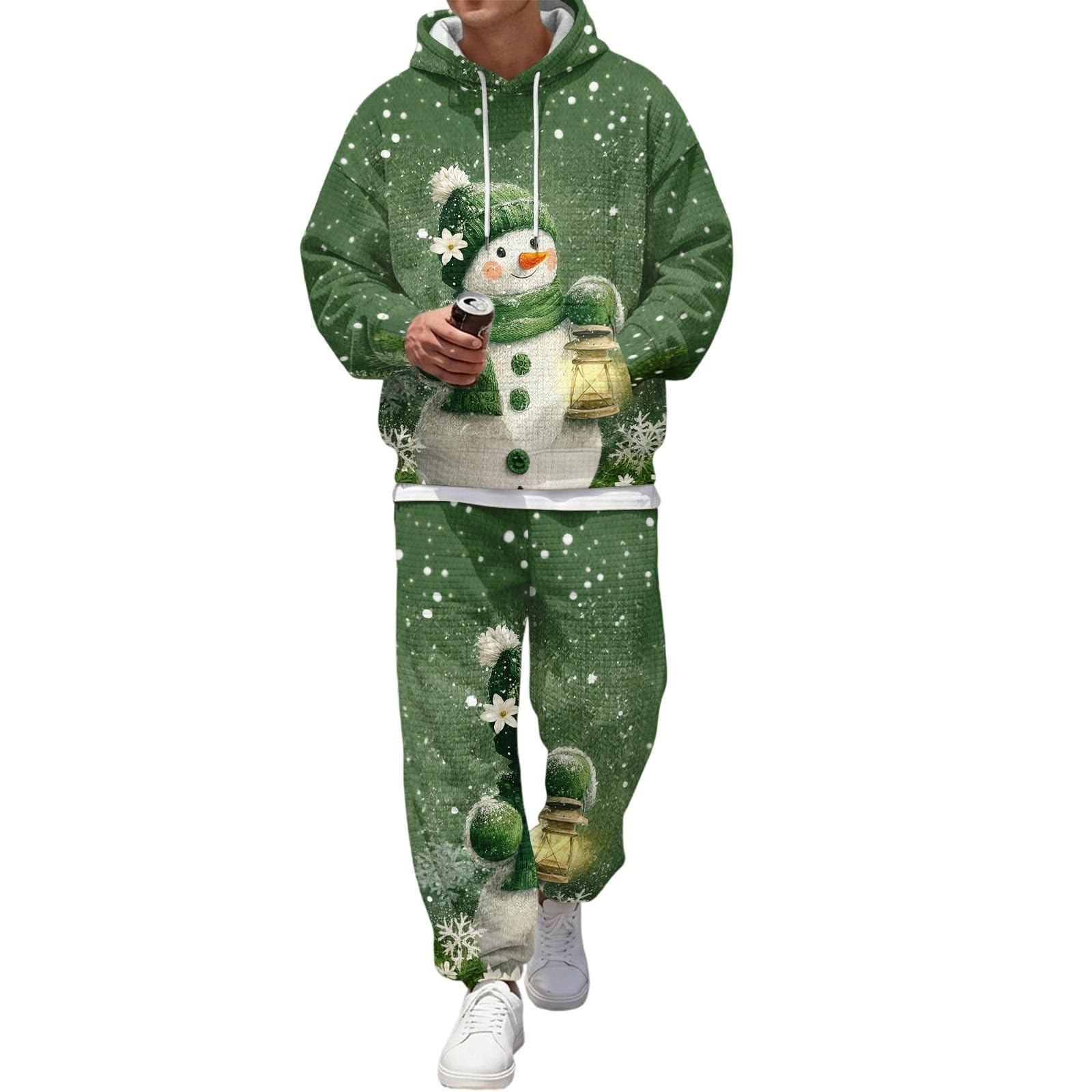 Christmas - Tuta Uomo Termica Felpa con Cappuccio Pantaloni Jogging