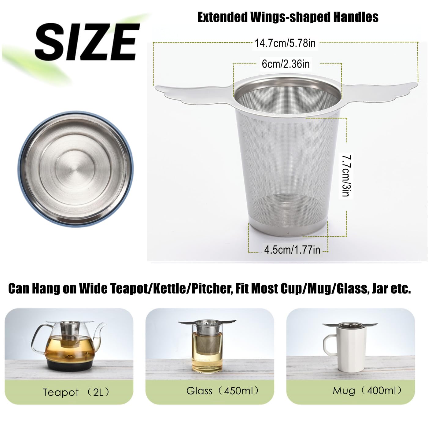 Los blad thee-ei 2 stuks roestvrijstalen theezeef fijn gaas met ketting, losse thee-ei voor losse theezeef metalen theeblad infuser voor theepot, mokken, kopjes