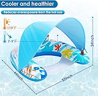 Vista 3 de LAYCOL Flotadores de piscina premium para adultos con dosel, elegante tumbona de piscina, flotadores de piscina resistentes para adultos, flotadores