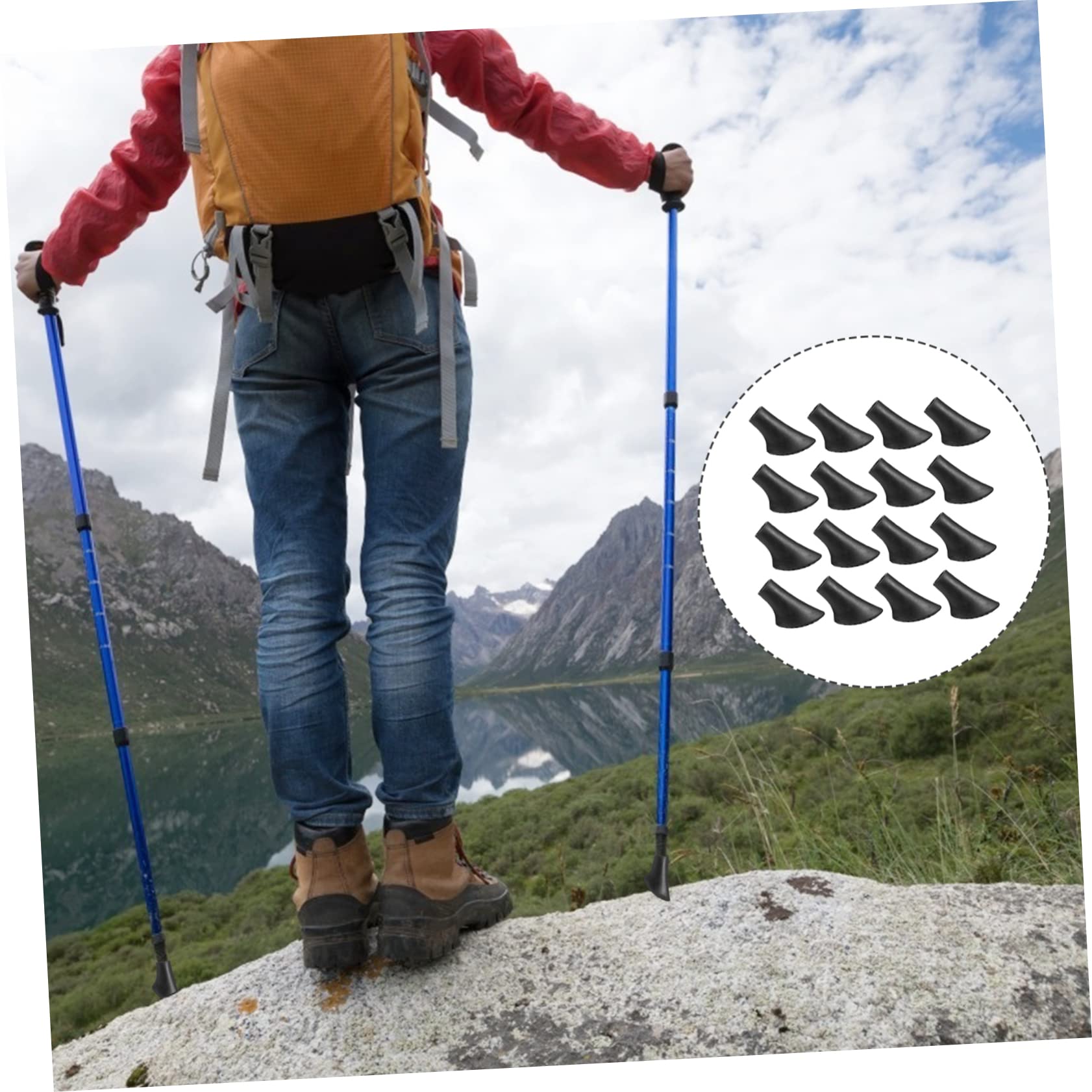 BESPORTBLE Juego De Puntas De Bastones De Trekking Protectores De Puntas De Bastones De Trekking Bastón De Senderismo Polos Plegable Agarre Black De Polivinilo