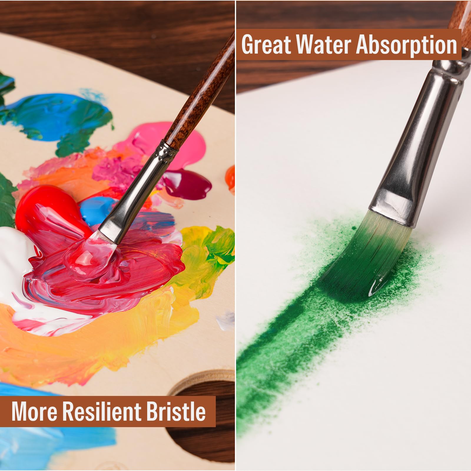 Nicpro Set di 30 pennelli professionali per pittura acrilica e ad olio | Setole sintetiche che non perdono, funzionano per acrilico, olio, acquerello, guazzo, include custodia autoportante e spatola
