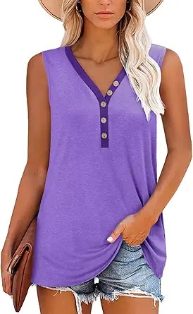 KISSMODA Womens Boho Tops for Summer Sleeveless Tanks Loose Fit Casual Blouse Daily Shirts for Leggings (S-3XL)