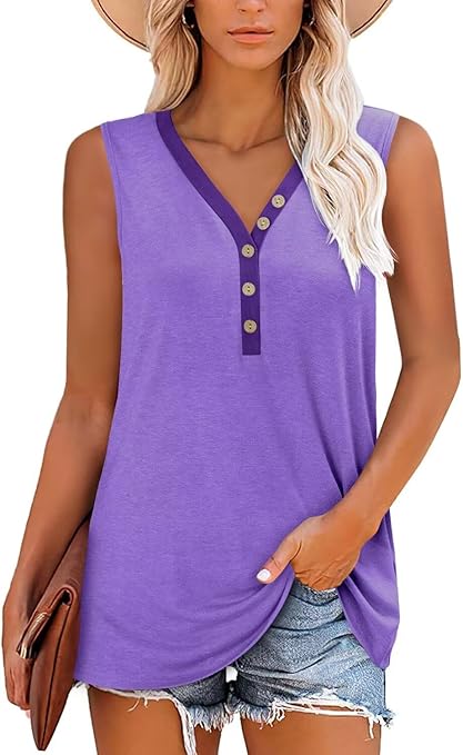 KISSMODA Womens Boho Tops for Summer Sleeveless Tanks Loose Fit Casual Blouse Daily Shirts for Leggings (S-3XL)