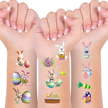 Easter Basket Stuffers Temporary Tattoos, Easter Basket Easter Decorations Fillers Supplies,Easter Hunt Gifts for Teens