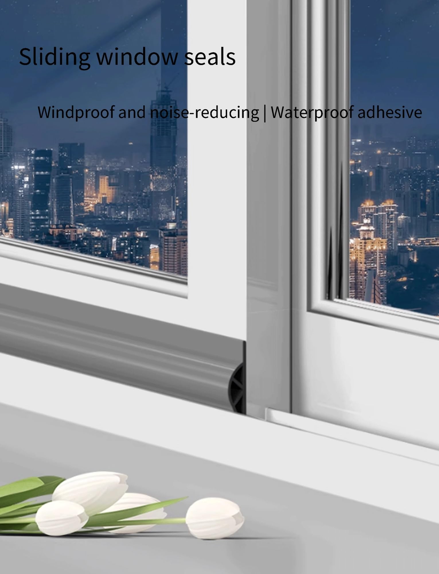 Burlete autoadhesivo de 400 cm for puertas y ventanas correderas, for for proteger del viento.(5pcs)