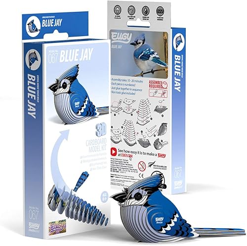 Miniatura 2 de Eugy Blue Jay - Rompecabezas 3D de 26 piezas, respetuoso con el medio ambiente, juguete educativo para niños, niñas y niños a partir de 6 años