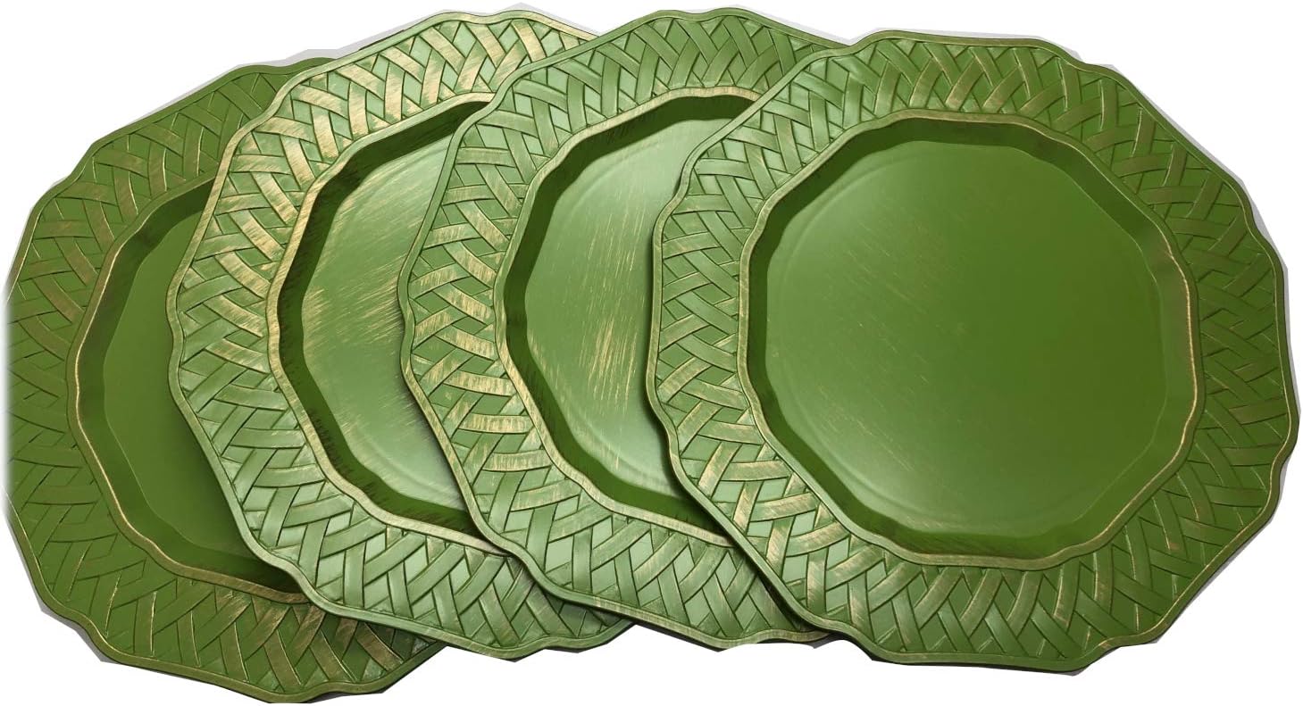 Arm Company CH161252GR4 Lunch Plate, Green Gold, Approx. 13.0 inches (33 cm), Pack of 4