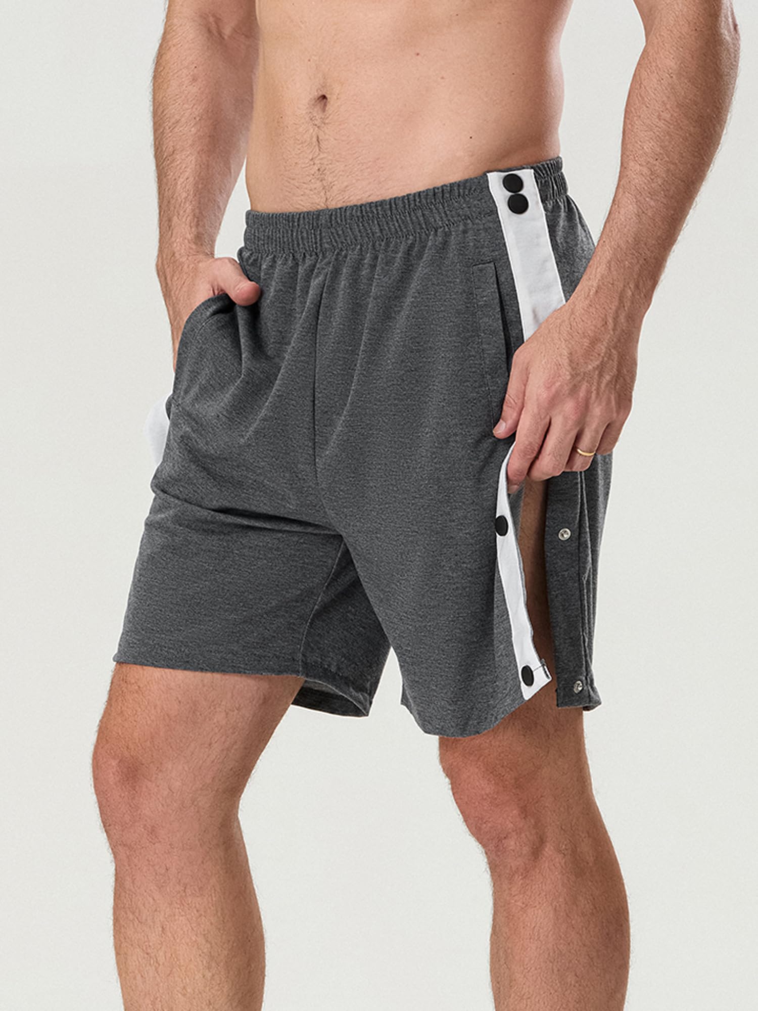 Sexy Outfit Pantaloncini Sportivi da Uomo a Strappo Chiusura con Bottoni Automatici Laterali Vita Elastica Pantaloncini da Allenamento per Palestra per Recupero Post Intervento Chirurgico con Tasche