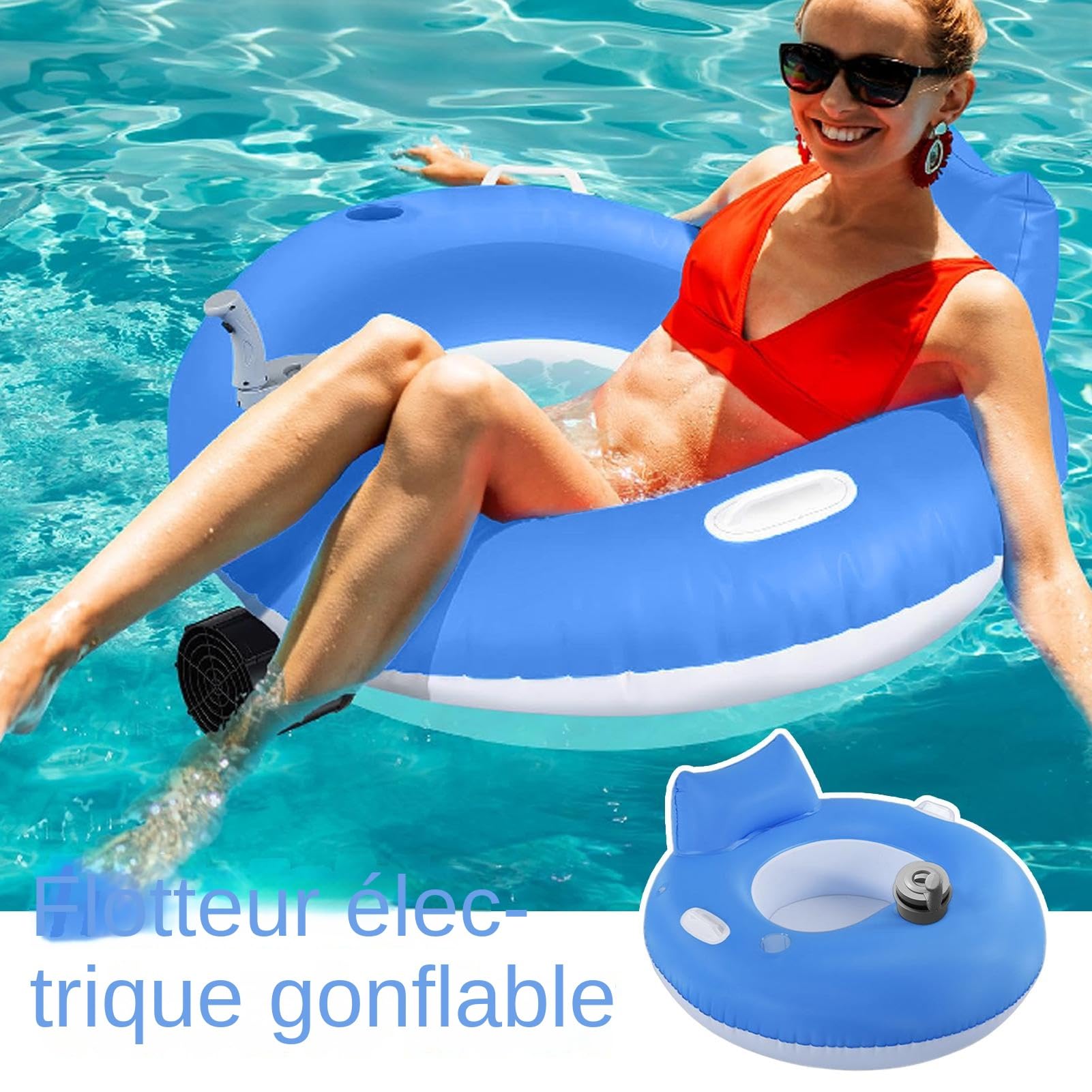 Flotadores de piscina motorizados – Plataforma flotante inflable para la relajación – Colchón flotante de descanso cómodo para río, lago, playa de verano para mujeres y hombres, bronceado, relajación
