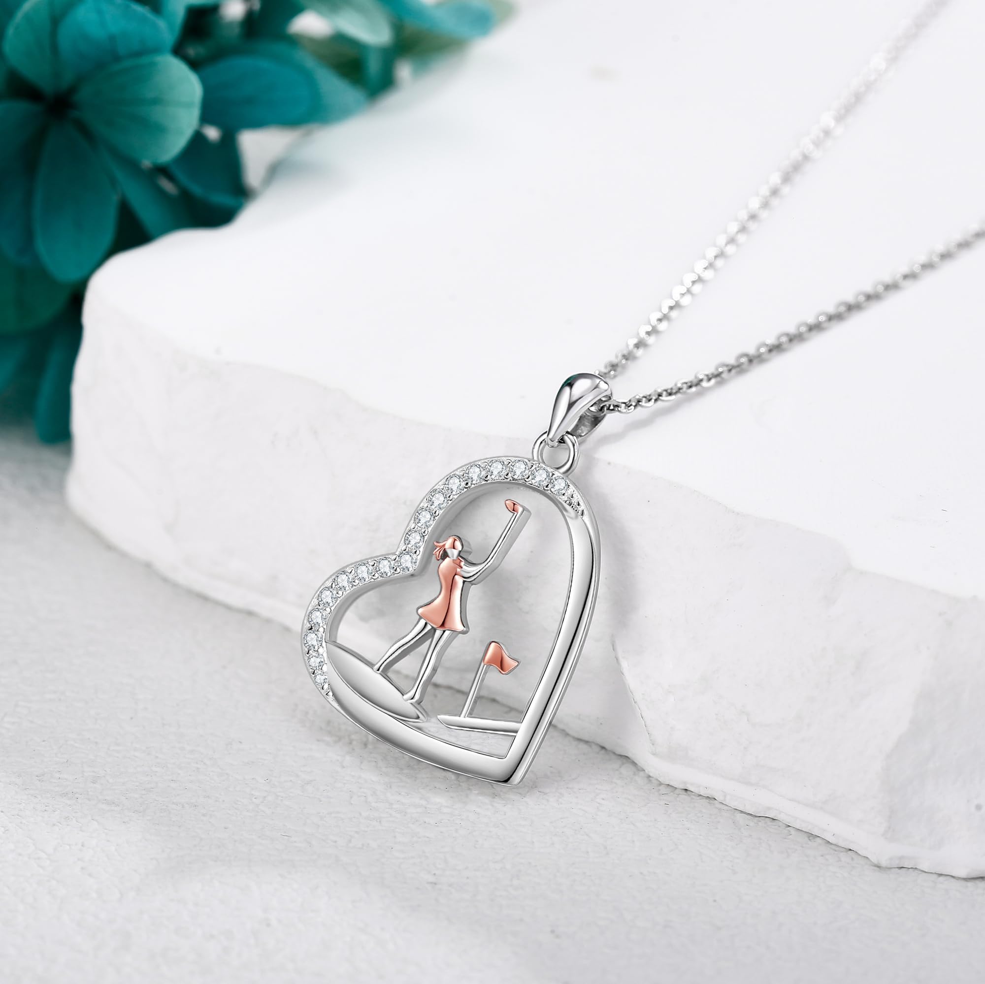 JERWLI Sportkette Sterlingsilber für Cheerleader/Gymnastik/Ballett/Golf Halskette Sport Schmuck Geschenk für Frauen