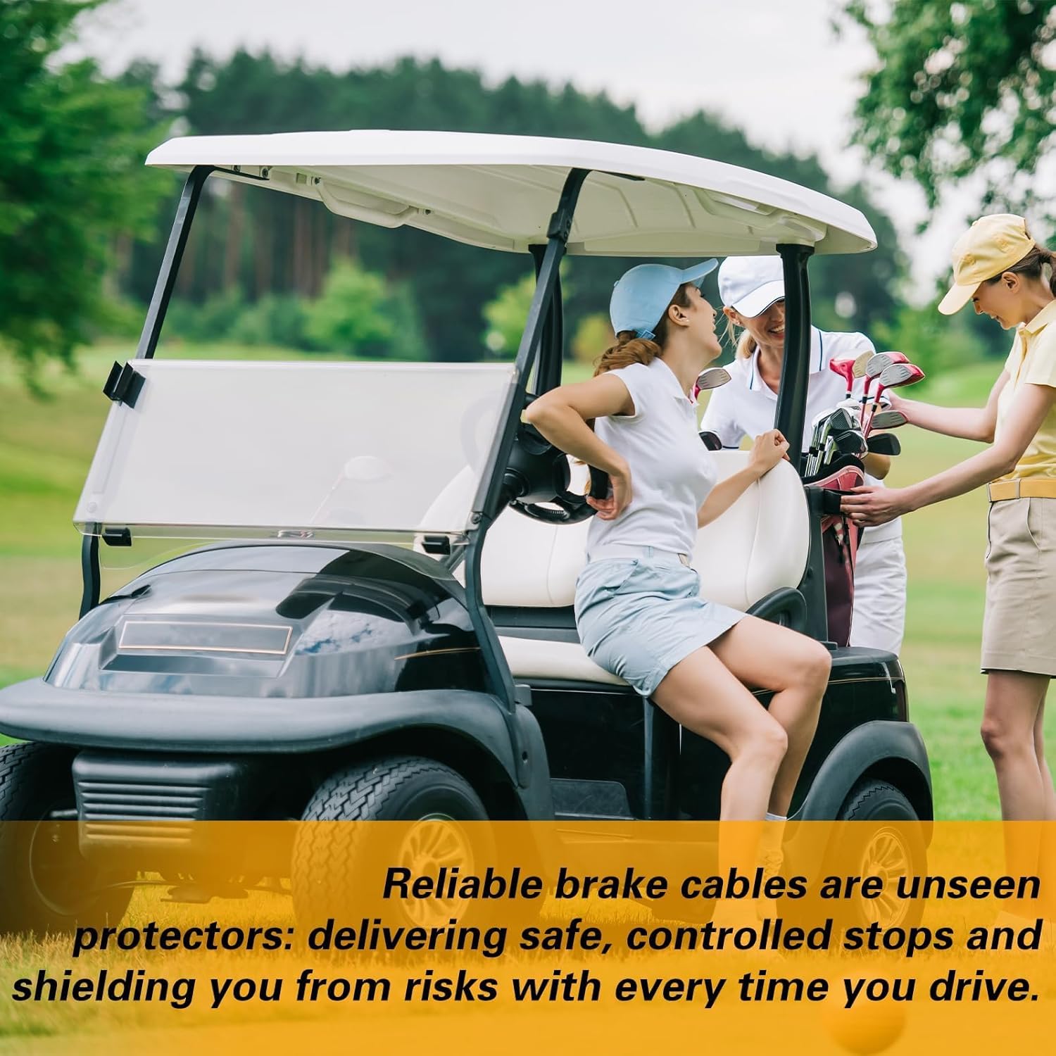 Golf Cart Brake Cable Driver & Passenger Side Brake Cables Stainless Steel Core Brake Repair Kit Compatible with EZGO TXT and Medalist Golf Cart 1994-UP Replace# 70716-G03 70273-G03 70969-G03