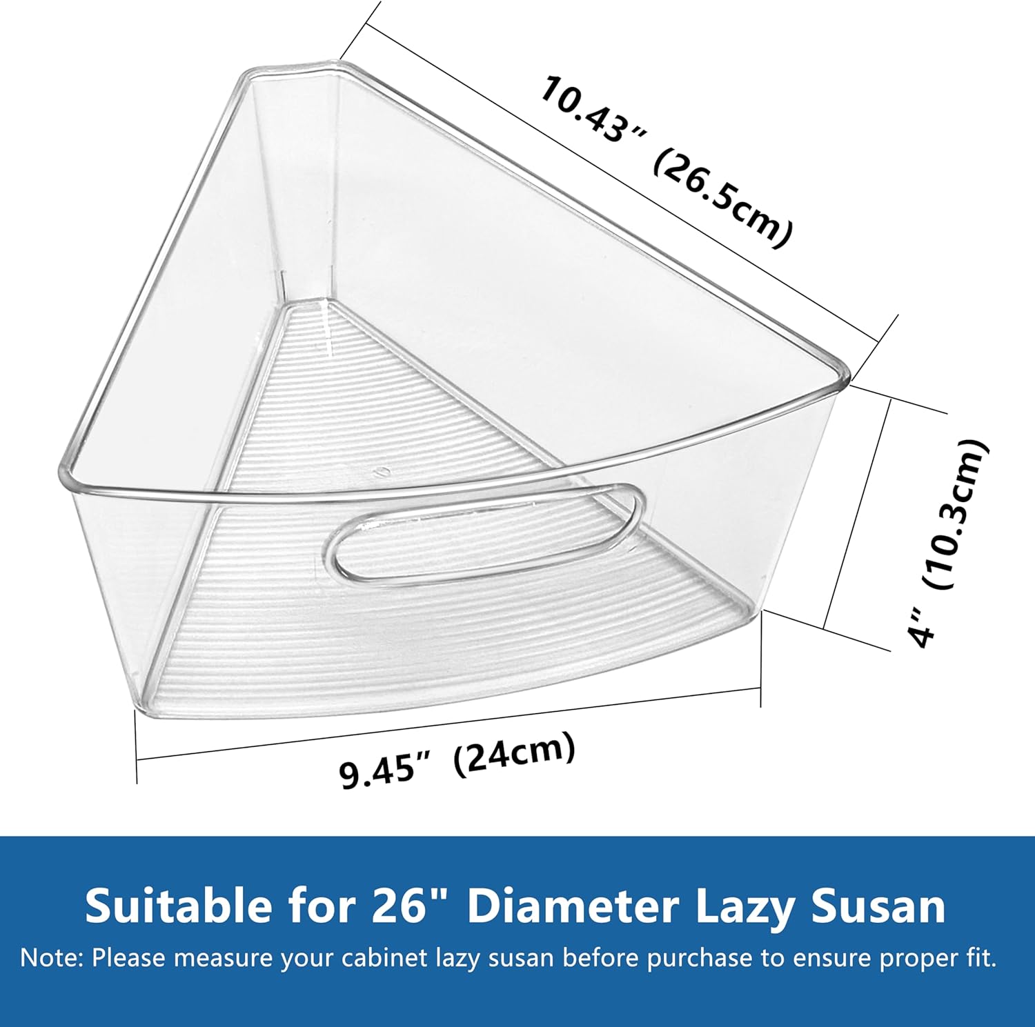 JOWBOOW Lazy Susan Organizer Bins for 26"-27" Diameter Corner Cabinet Lazy Susan, 6 Pack, Clear Plastic Cabinet and Pantry Storage Bin, 1/8 Wedge-Food Safe, BPA Free