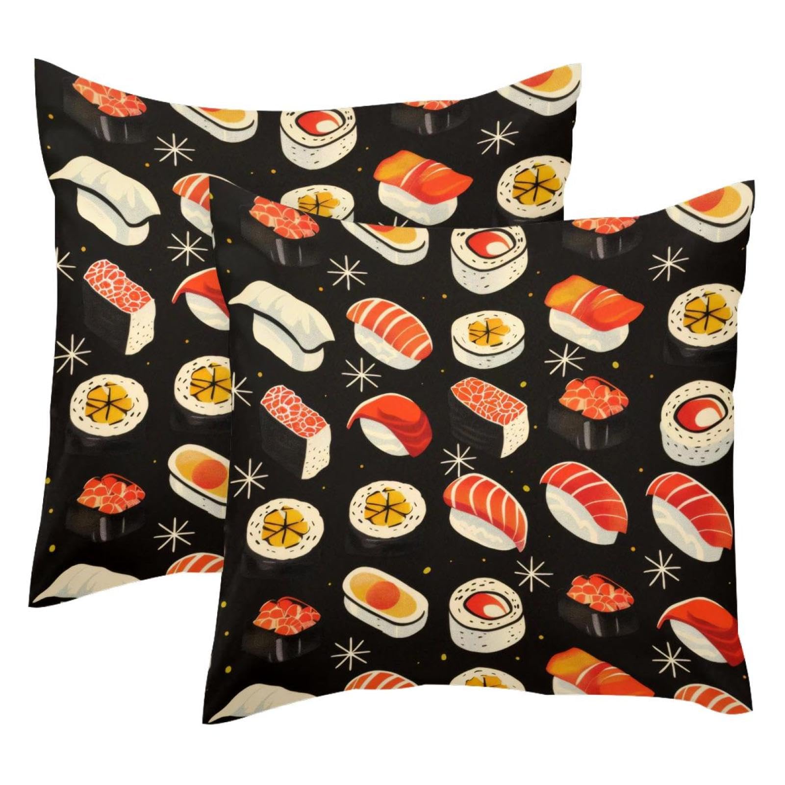 Housses de coussin velours double face de qualité premium, design sushi 50x50