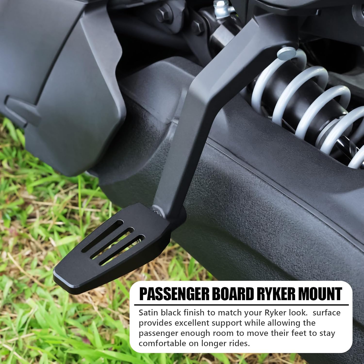 Adjustable Rear Black Metal Foot Boards Compatible with Can-Am Ryker 600, 900, 900 Rally, 900 Sport (2019-2024) (MAX Mount 219400800 Required)