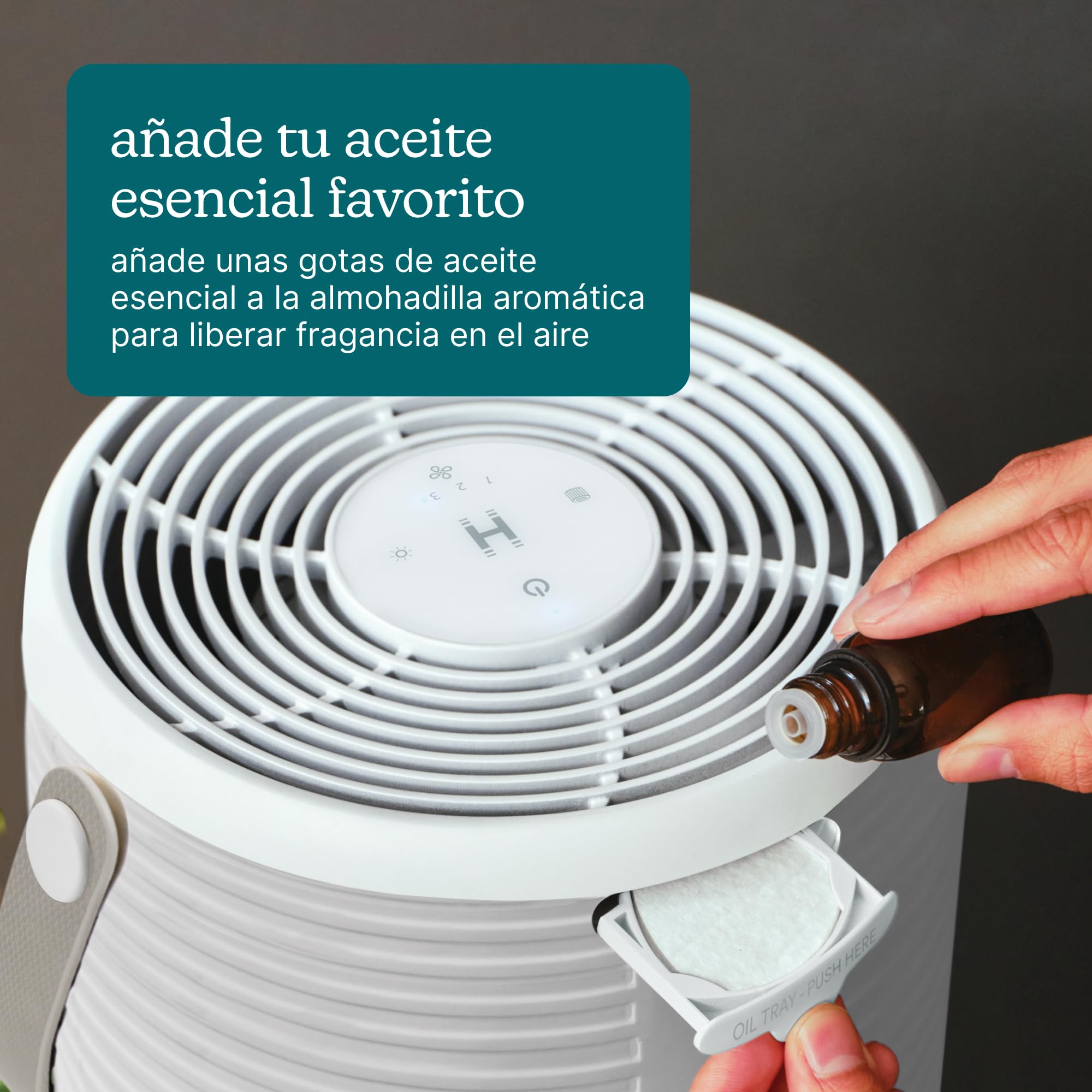 Homedics WhisperPure Comfort Purificador de Aire, True HEPA, Piedra | Silencioso, Portátil, Filtros con Filtración 3 en 1 contra Polvo, Polen y Olores, 3 Velocidades, Hogar y Oficina