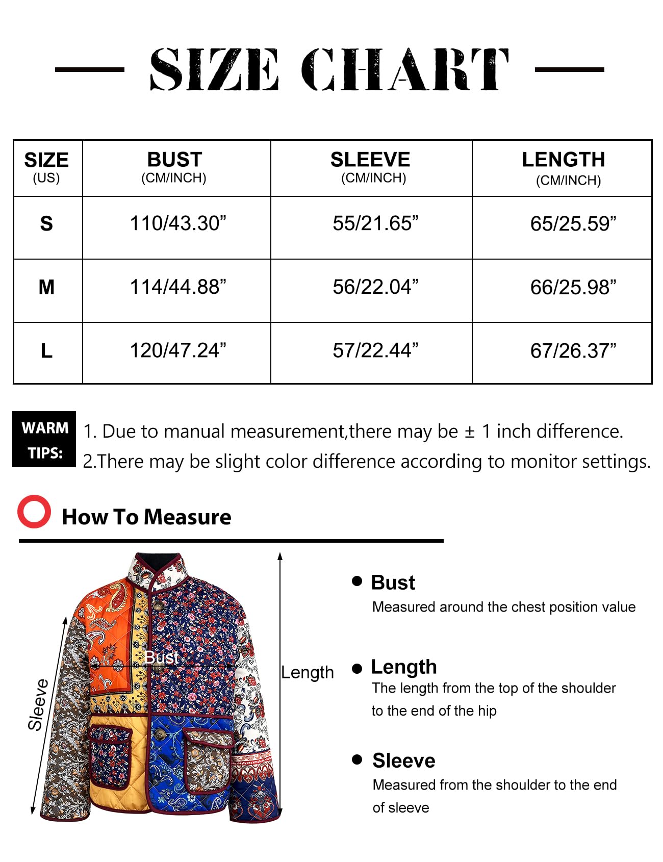 Eisctnd Chaqueta corta acolchada floral ligera de manga larga acolchada con botones y cuernos para mujer