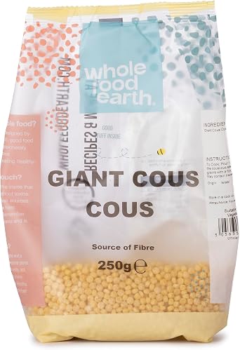 Wholefood Earth Giant Cous Cous 250g | Wholesome Pearl Couscous | Source of Fibre & Protein | Vegan, GMO-Free | Ideal for Salads & Sides