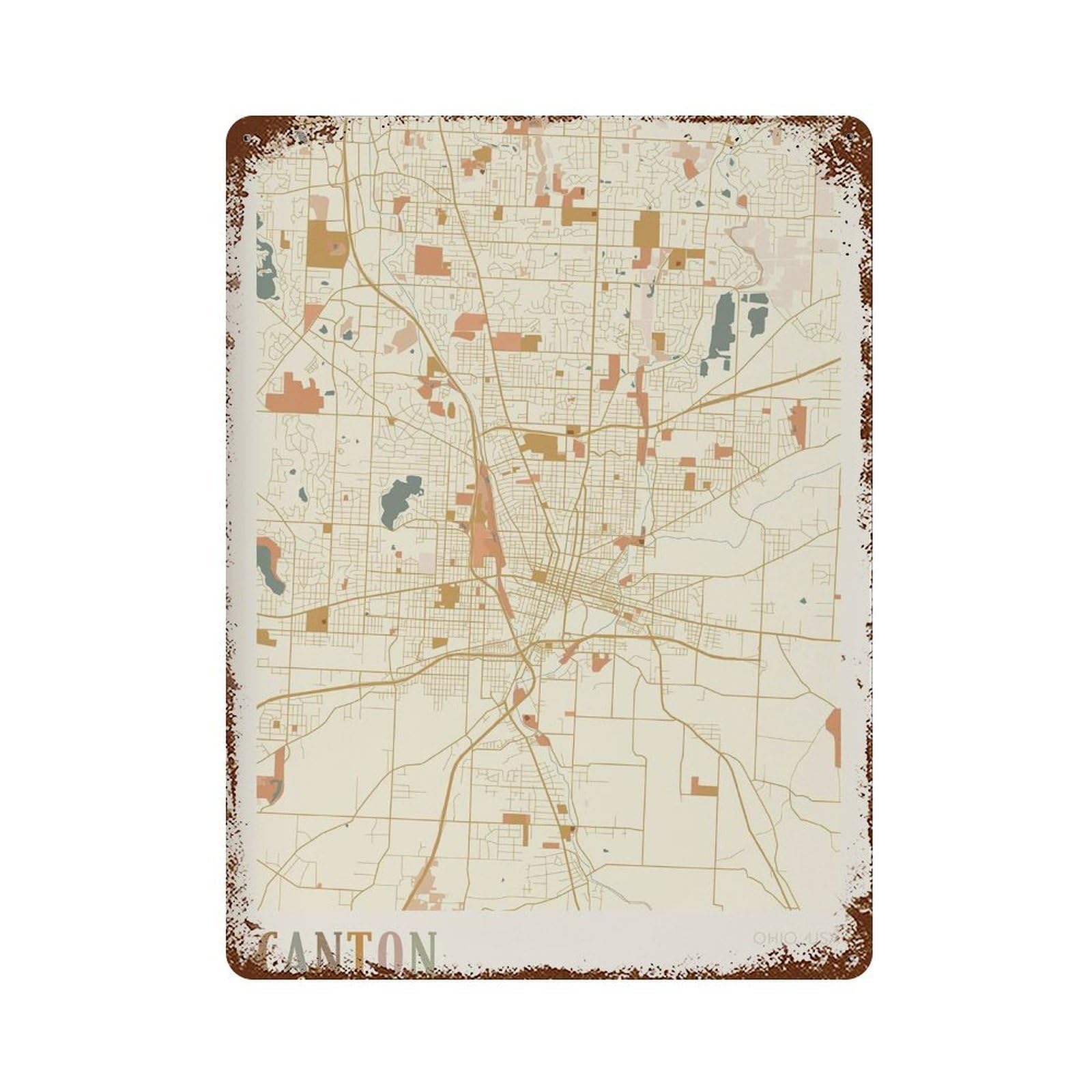 xiaoxiaoshen Canton Map Ohio Travel Gift Boho Decor (2) Wall Decor Art Metal Tin Poster Modern Home Decor Art Home Bar Shop Decorations Vintage Sign 40x30cm