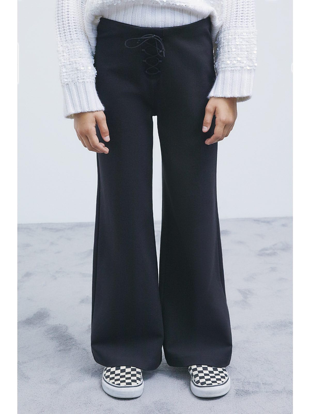 PATRIZIA PEPE Pantalone Palazzo Nero con Intreccio Stretch