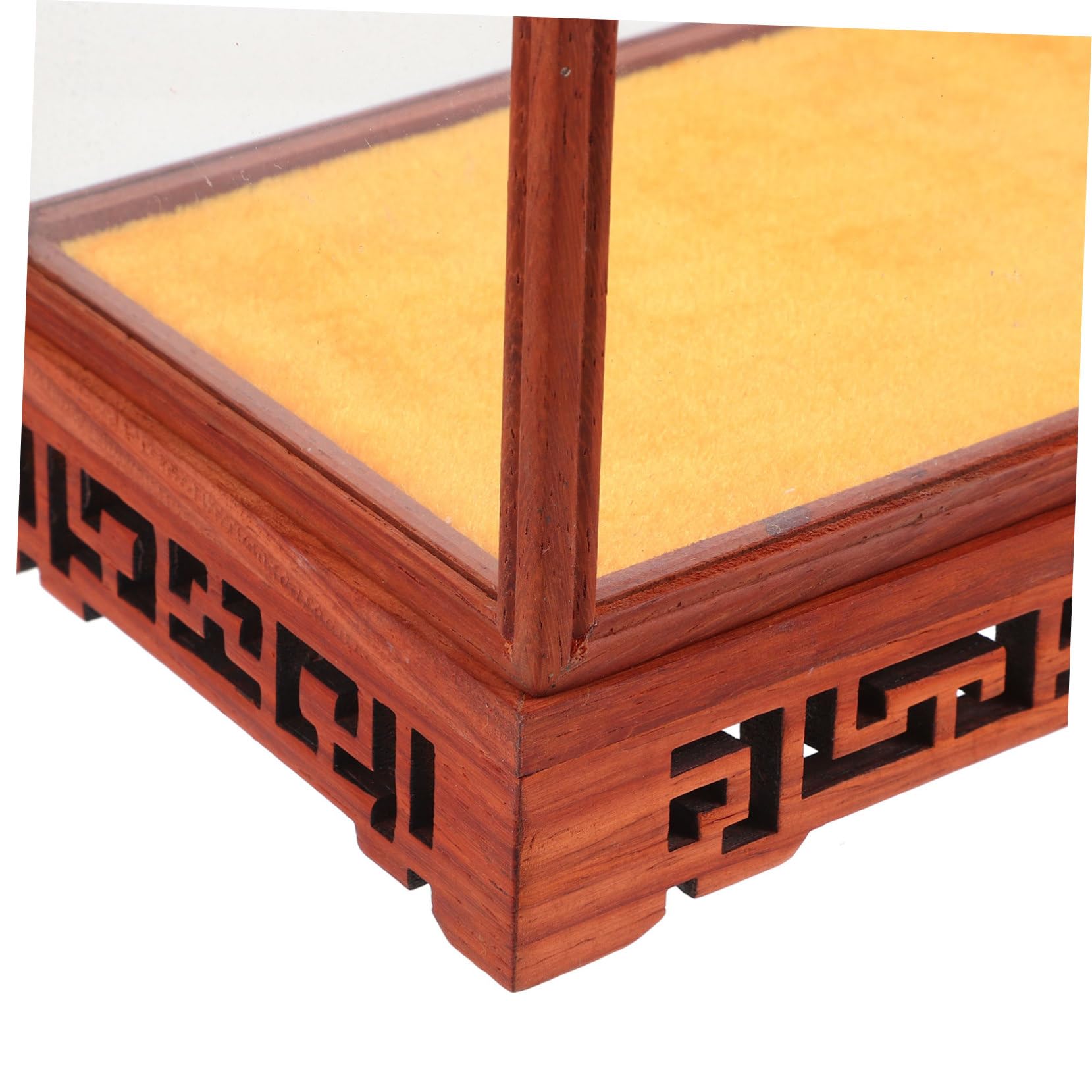 RORPOIR Retro Wooden Craft Display Case Redwood Carving for Flower Vase Base Dustproof Display Box for Antiques Collectibles