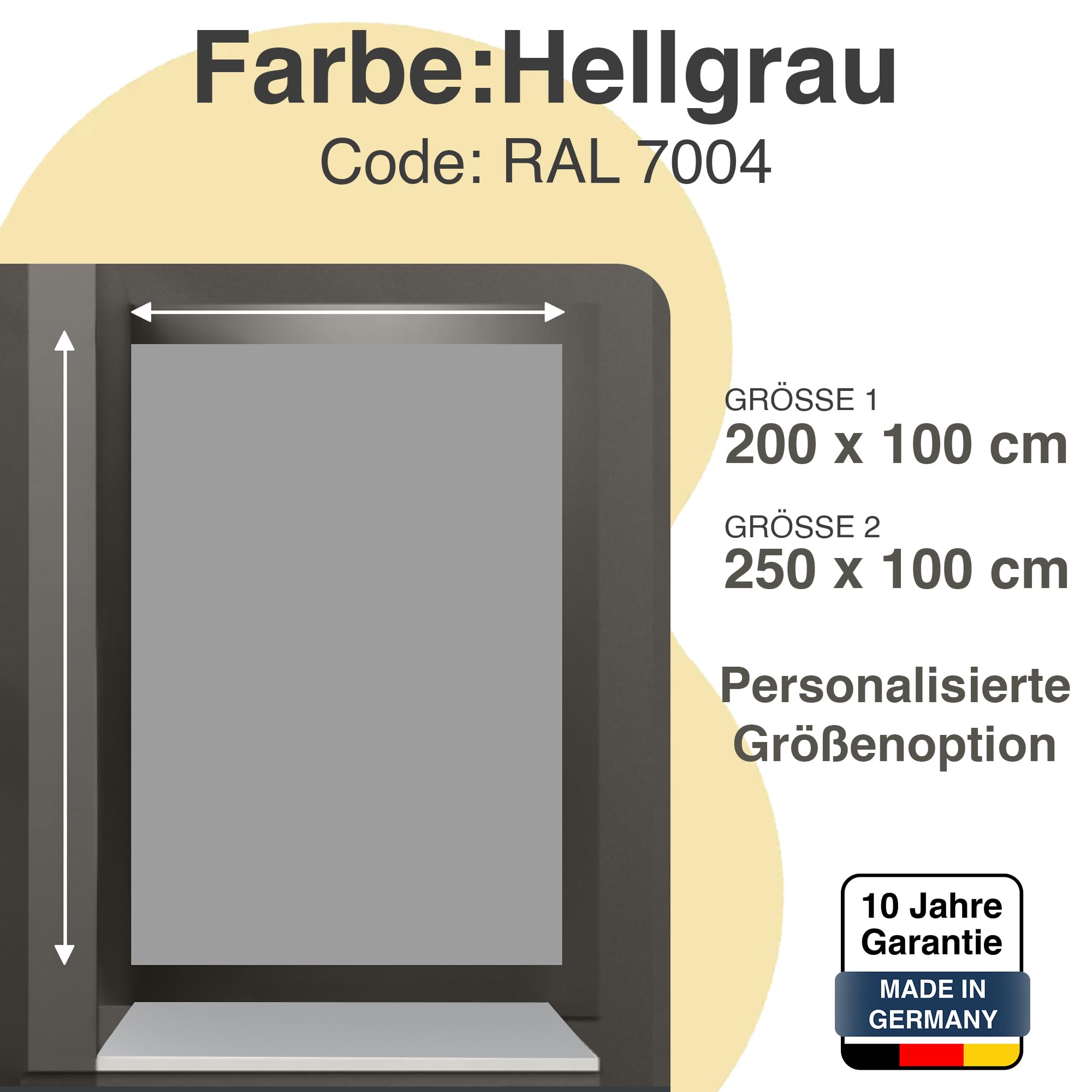 WALLando Premium Duschrückwand 250 x 100 cm Schwarzwaldeiche Hell | Einfach zu montierende Wandverkleidung für Dusche & Bad – Hochwertige PVC-Duschwand, einfarbig & seidenmatt – Hellgrau