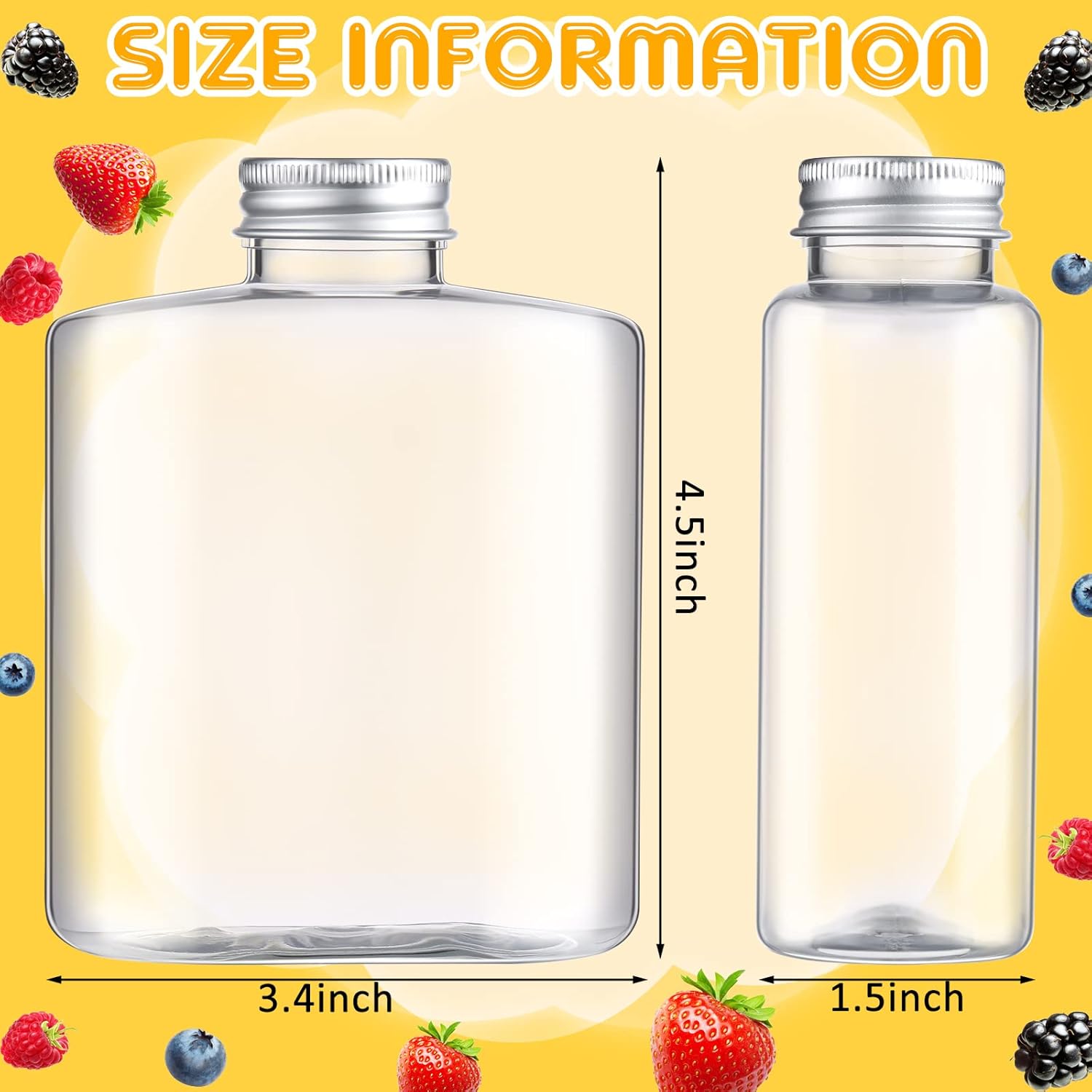 Thenshop 24 Pack Plastic Bottles with Caps, Clear Juice Bottles Flat Water Bottle Plastic Flask Bottle Reusable Mini Beverage Container for Drinks, Milk, Tea, Alcohol, Liquor (10 oz) - Image 2